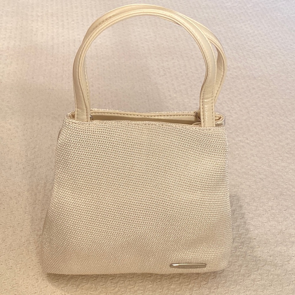 Nine West Small Convertible Ivory Woven Knit Handbag